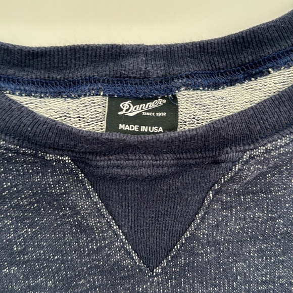 Danner Crewneck Sweatshirt in Heather Navy with Ribbed Hem - Picture 2 of 3